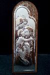 CUADRO DE PLATA EN BASE DE OLIVO DE LA SAGRADA FAMILIA 9X23,5