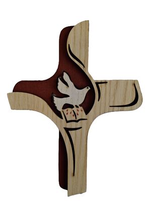 CRUZ DE CONFIRMACIÓN MADERA 13X16 CM 2 NIVELES (CON ESTUCHE)