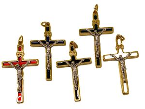 CRUZ METAL DORADA Y ESMALTADA 4CM (VARIOS COLORES)