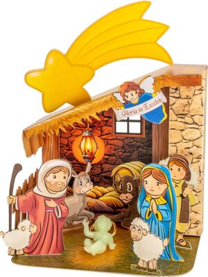 PORTAL DEL BELÉN 3D EN CARTÓN Y NIÑO JESÚS FOSFORESCENTE