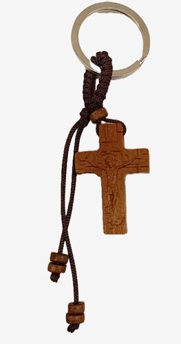 LLAVERO CRISTO TALLADO EN MADERA (3X4CM)