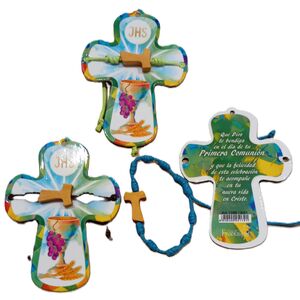 COMUNIÓN-CRUZ CON PULSERA DE NUDOS Y CRUZ TAU