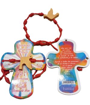 CONFIRMACIÓN- CRUZ CON PULSERA DE NUDOS Y PALOMA