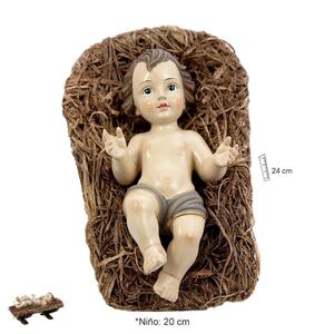 NIÑO JESÚS EN CUNA DE PAJA 20 CM