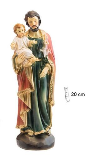 SAN JOSÉ CON NIÑO Y FLORES 20CM