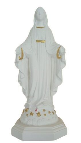 IMAGEN  MILAGROSA RESINA 15CM BLANCA/ORO