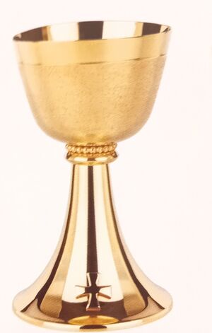 CALIZ MOLINA 5375 METAL BAÑO DE ORO 24 KILATES 17,5 CM ALTURA X 10 CM DIAMETRO.