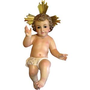NIÑO JESÚS CON PAÑALES 50CM - PASTA DE MADERA Y OJOS DE CRISTAL
