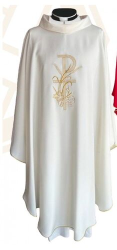 CASULLA BLANCA MARFIL LIGERA PAX UVAS Y ESPIGAS