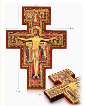 CRUZ DE SAN DAMIANO EN MADERA (MEDIDAS 31,5X41X3 CM.