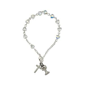 BRAZALETE PRIMERA COMUNION-CORAZONES CRISTAL TALLADO 6MM 